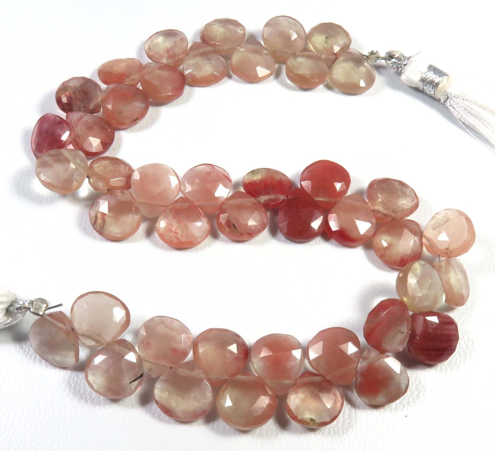 Natural Andesine Brown Red Gems Faceted Heart Beads 8-8.5mm 8″Strand GV-3374