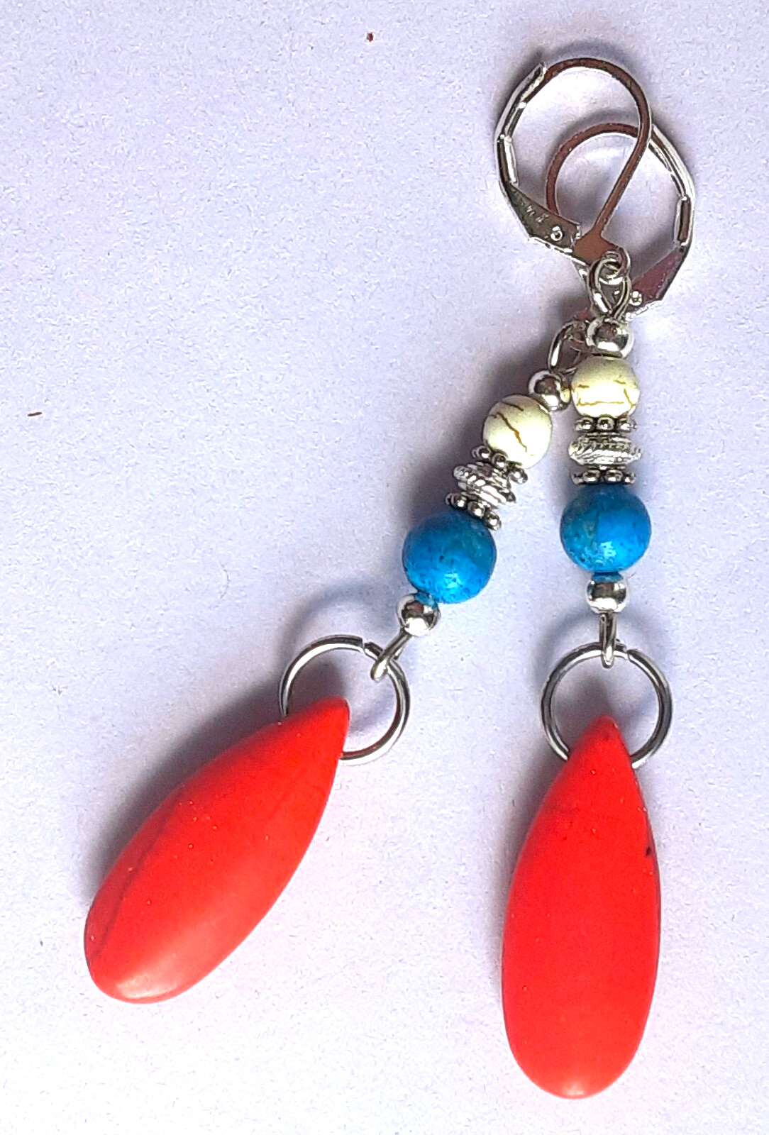 RED ORANGE TURQUOISE White Blue dangle SP LEVER BACK handcrafted XGET