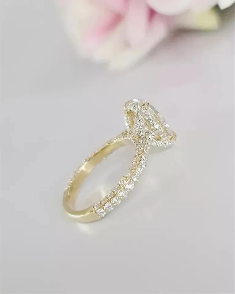 Lab Grown Diamond Wedding Ring 2.70 Ct 14k Yellow Gold Oval cut IGI E F VVS CVD