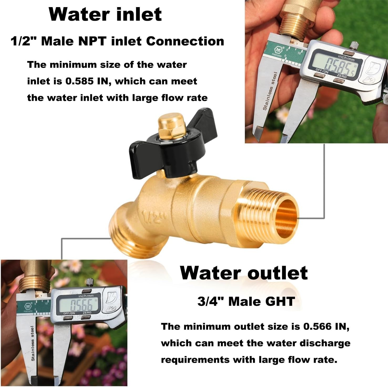 Full Flow Male outdoor-faucets Hose Bibb 3/4″ Male NPT inlet Connection with …