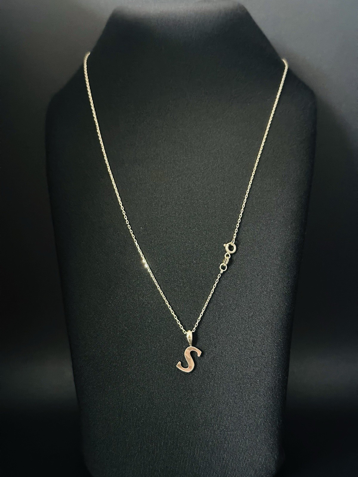 1mm,14K Solid Yellow Gold [S] Initial Necklace 18” Forze Chain 2.00g Stamped 585