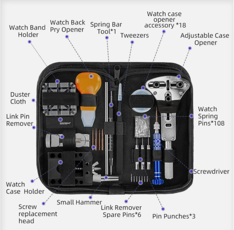 Eventronic Watch Repair Kit Professional Watch Battery Replacement Tool Kit NEW