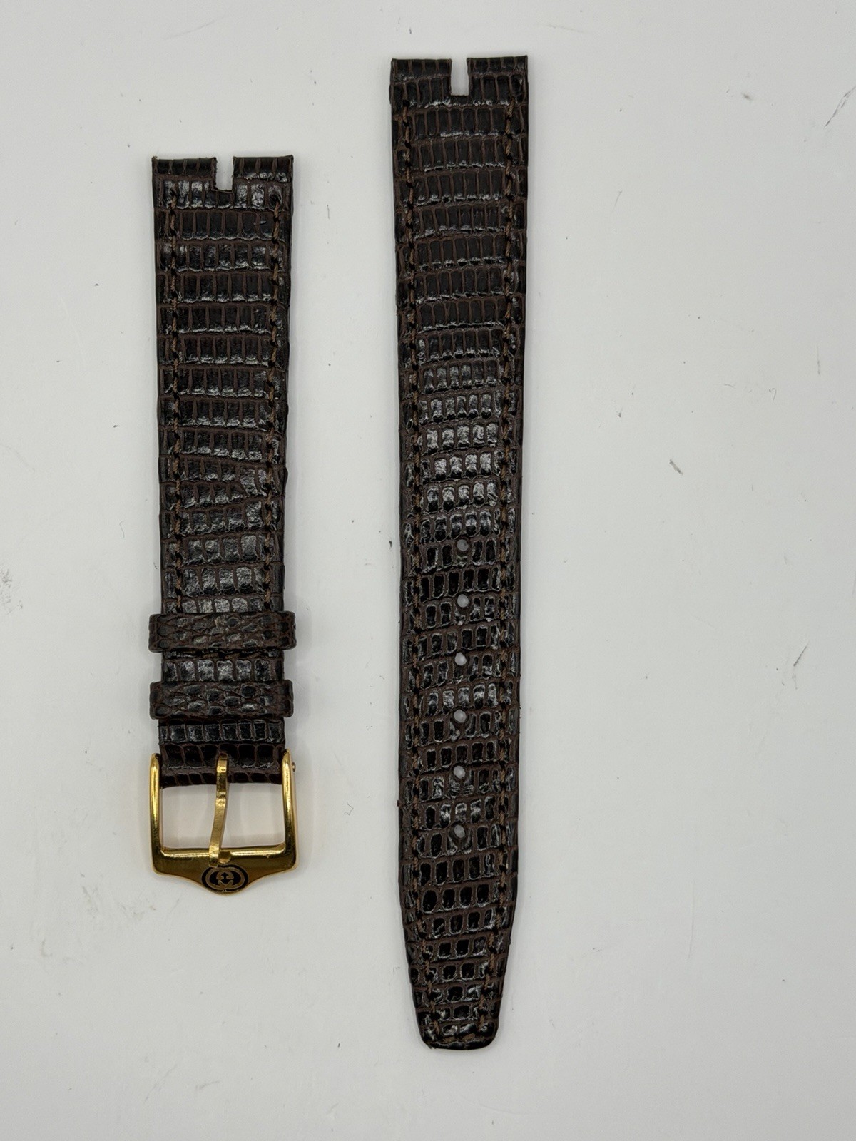 Gucci Dark Brown Lizard Leather Watch Strap 16mm OEM #GS129