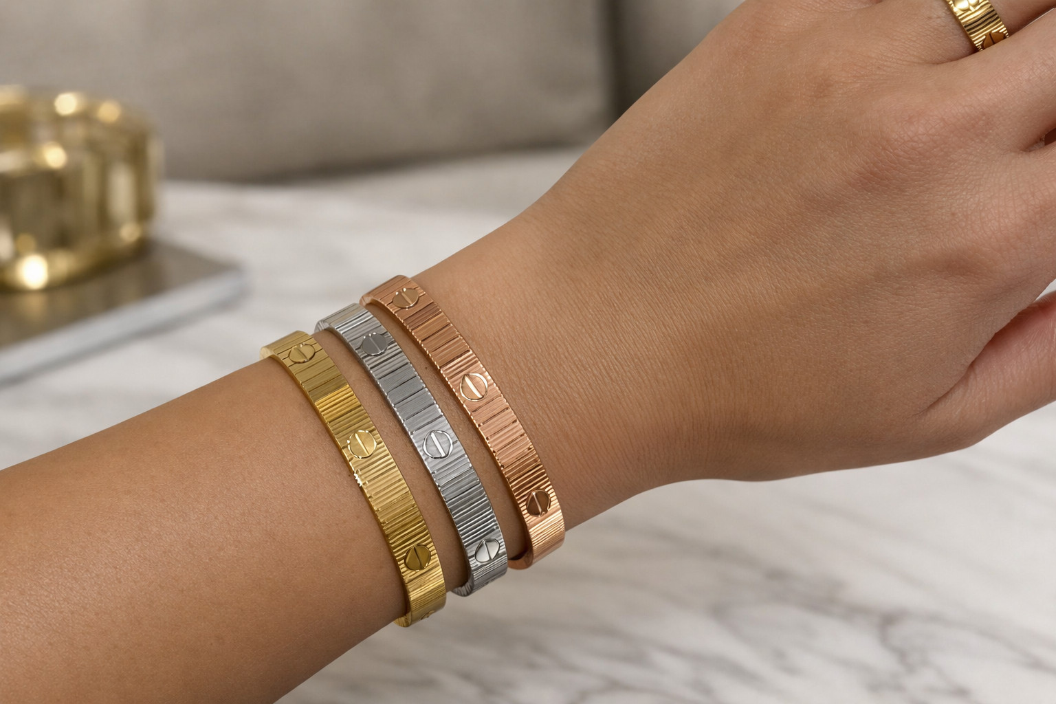 Solid Gold 10K Wedding Wedding Women Bracelet Flexible Luxury Bracelet Gift