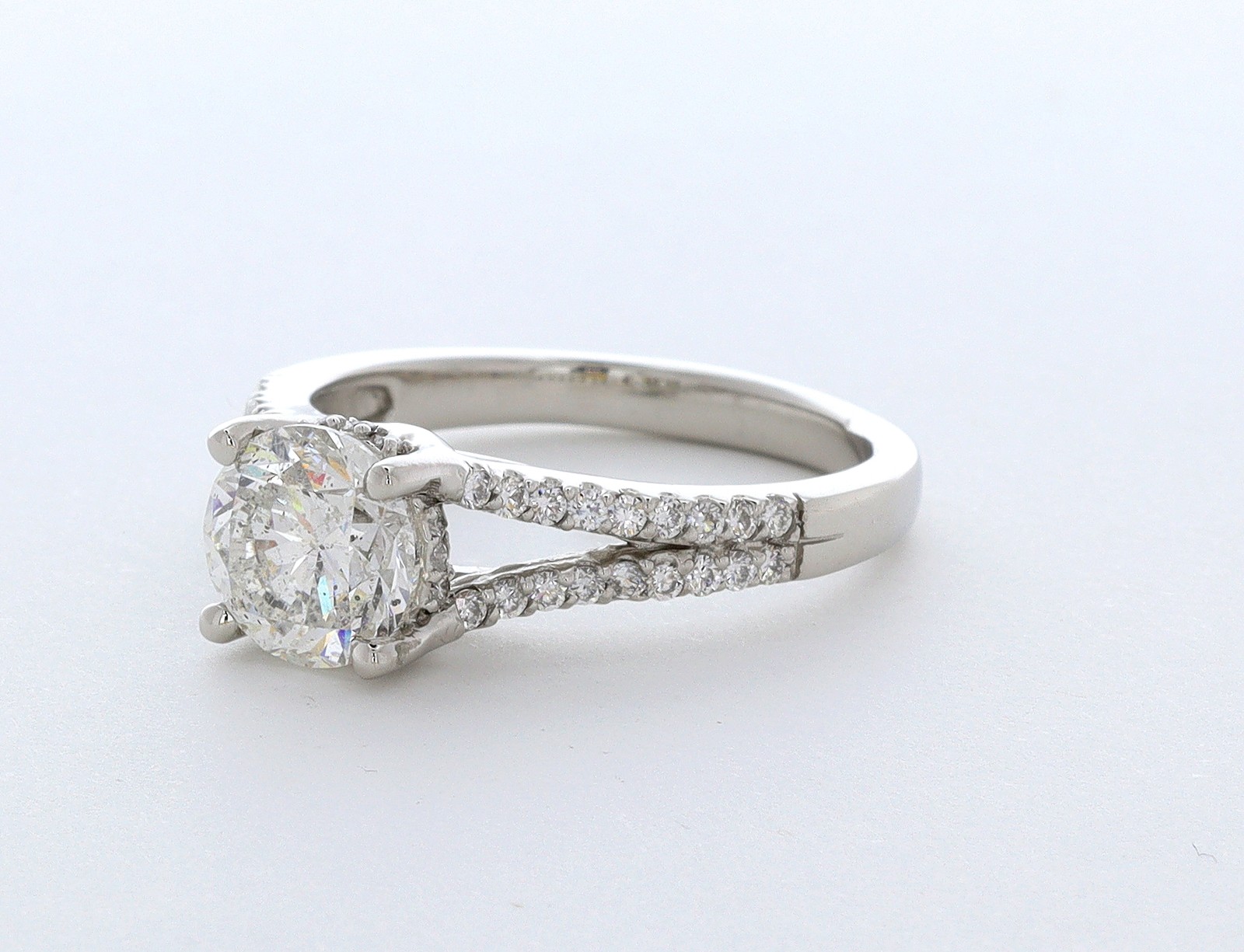Side Stone Engagement Ring Platinum Halo 2.49 CT Round Lab-Grown Diamond E SI1