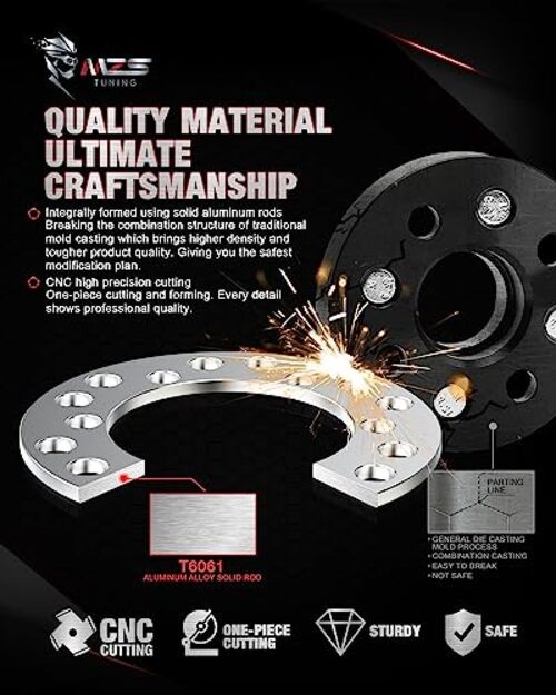 Wheel Spacers, 1/4″ 6mm 6×4.5 / 6 Lug-M12-M14-114.3/115/135/139.7-2 Pieces