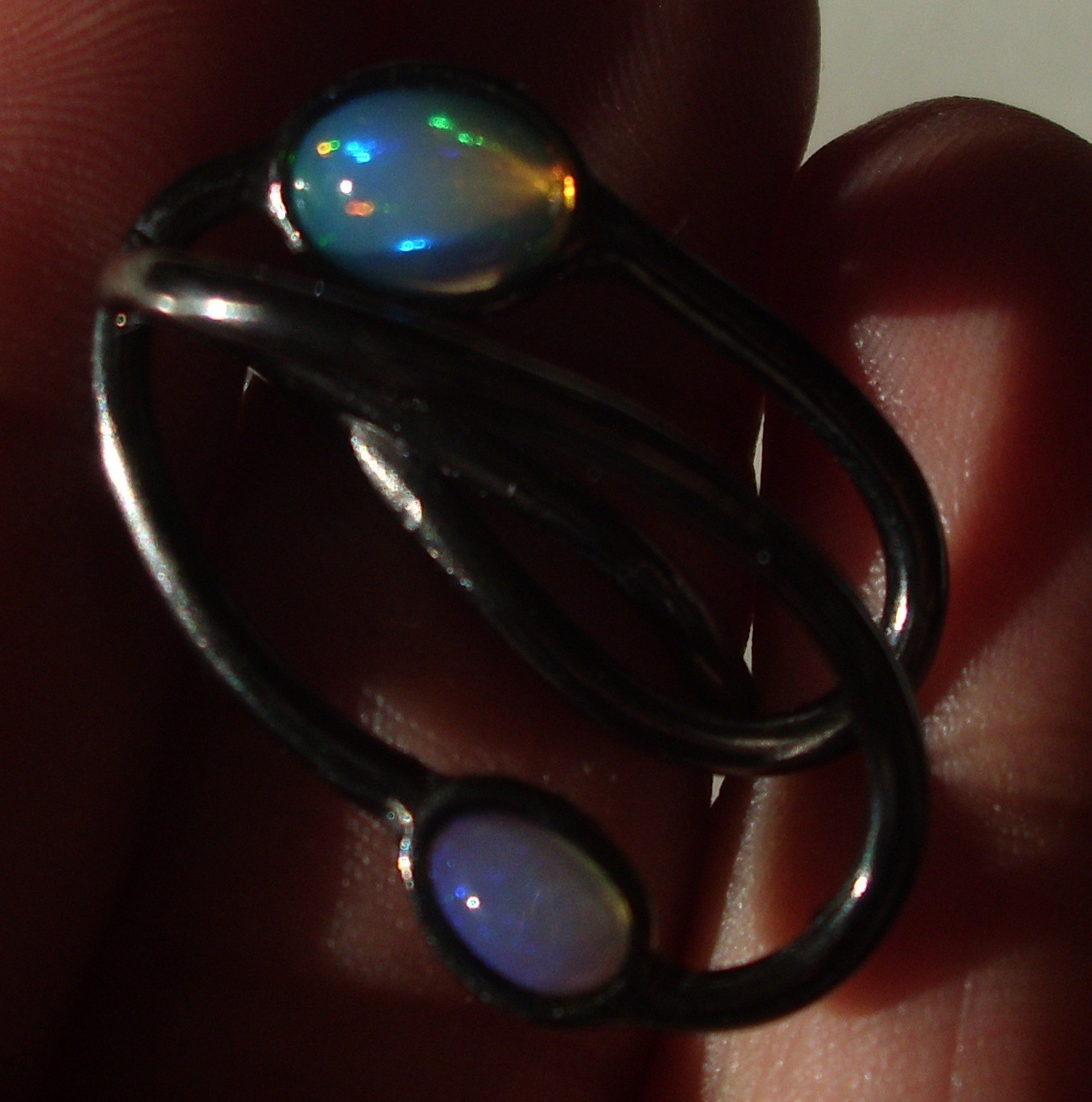CeS Intertwined Fire Opal Ring from Mexico, Mexican Opal