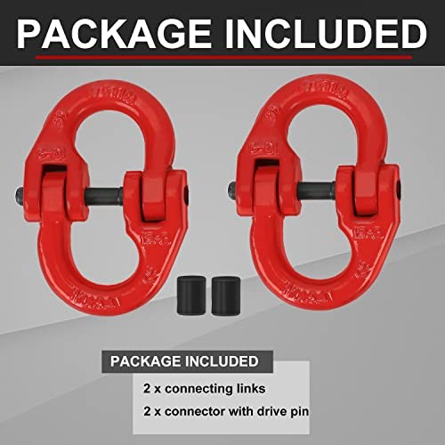 2PC 1/2 inch Tow Hitch Hammer Lock Safety Chain Connector Link Hammerlock Red