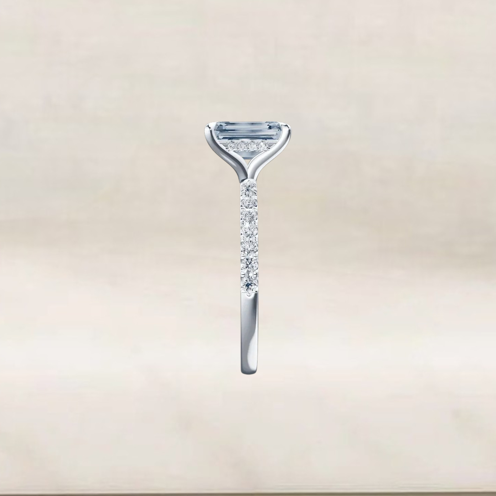 Fancy Vivid Blue 14k White Gold Diamond Ring IGI Lab Created 3.25 Ct Radiant Cut