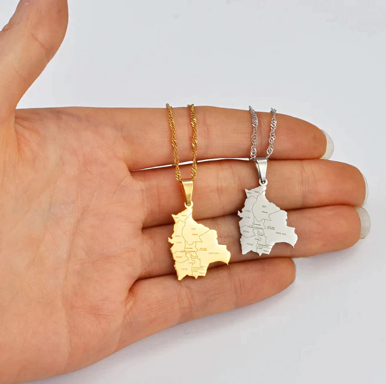 Bolivia Map Pendant Necklace
