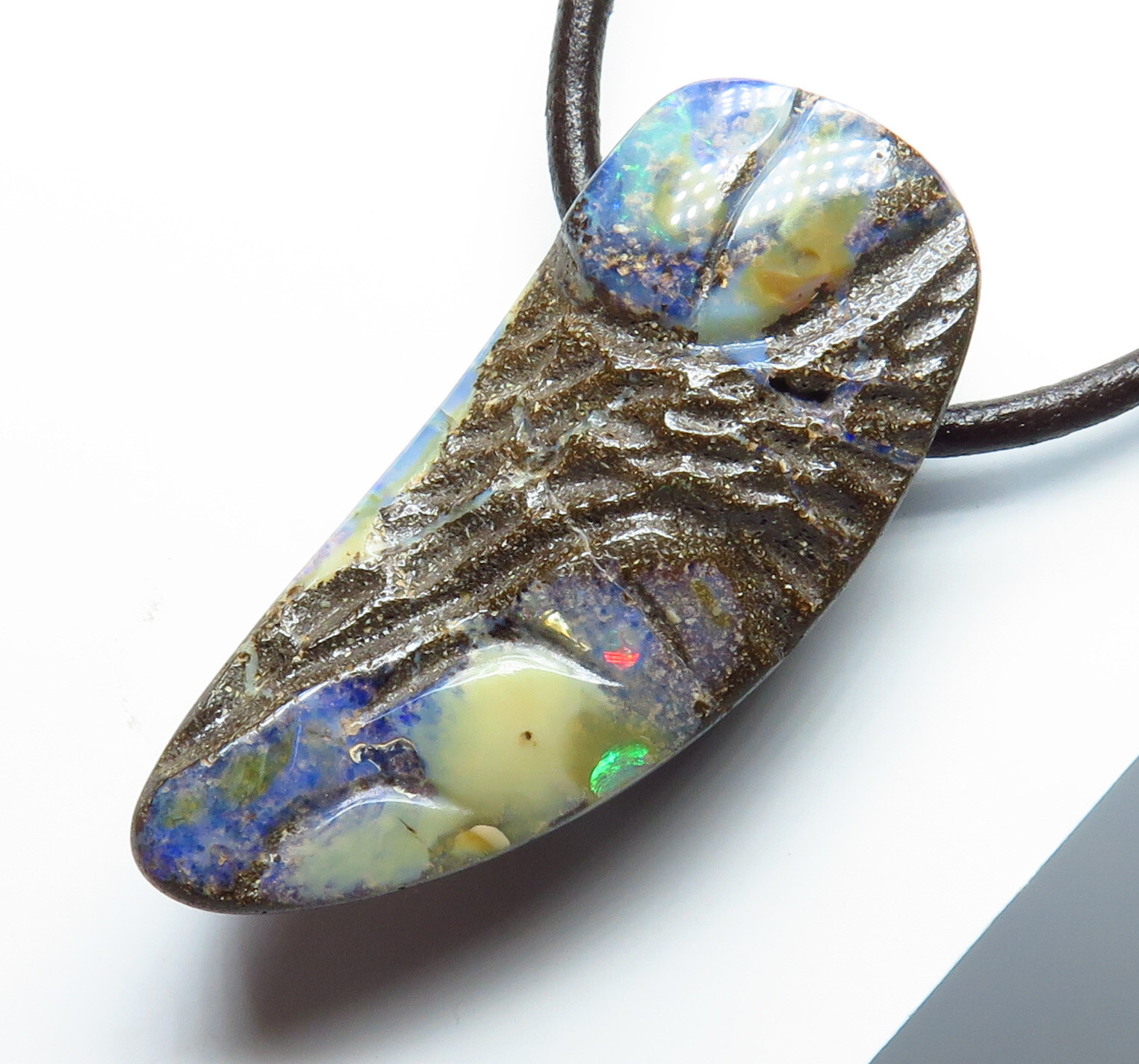 Australian Boulder Opal 47.30ct Drilled Queensland Natural Pendant Stone