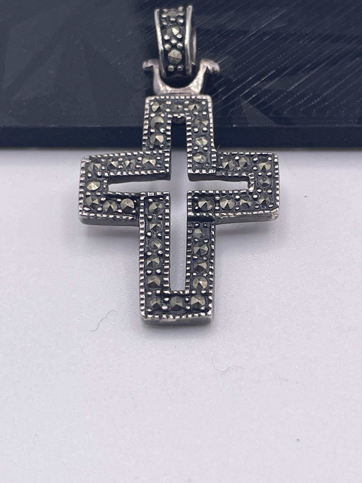 Vintage Sterling Silver Marcasite Cross Pendant