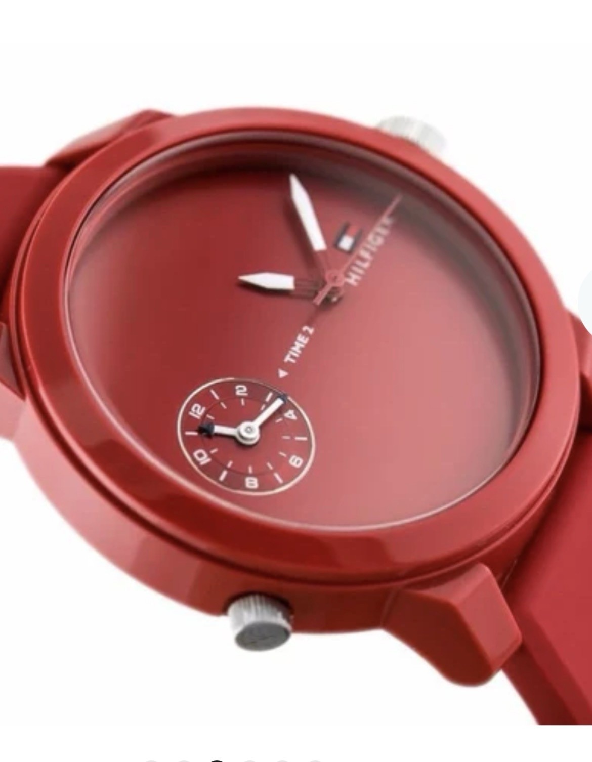 Tommy Hilfiger Men’s Watch Red Silicon Red Dual Time Dial 1791323 New