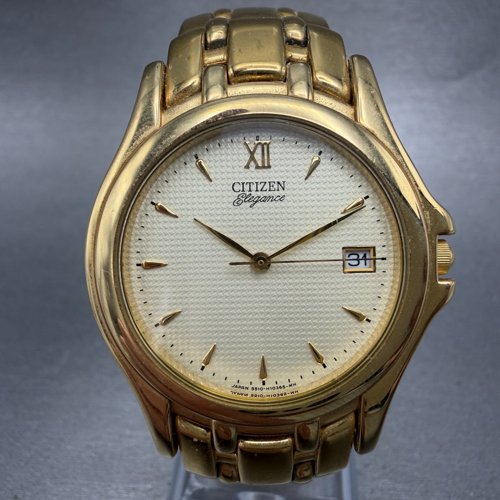 Citizen Elegance Watch Men 34mm Champagne Dial gold Tone Date 5510-H06832 NewBat