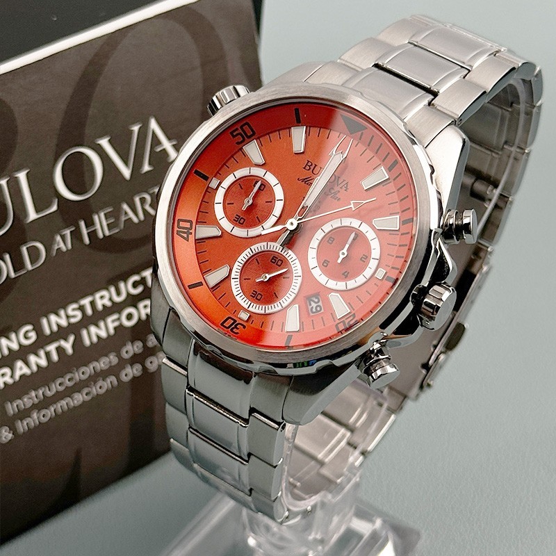 Bulova 96B395 Marine Star Orange Dial Chronograph Men’s Quartz Watch 43mm
