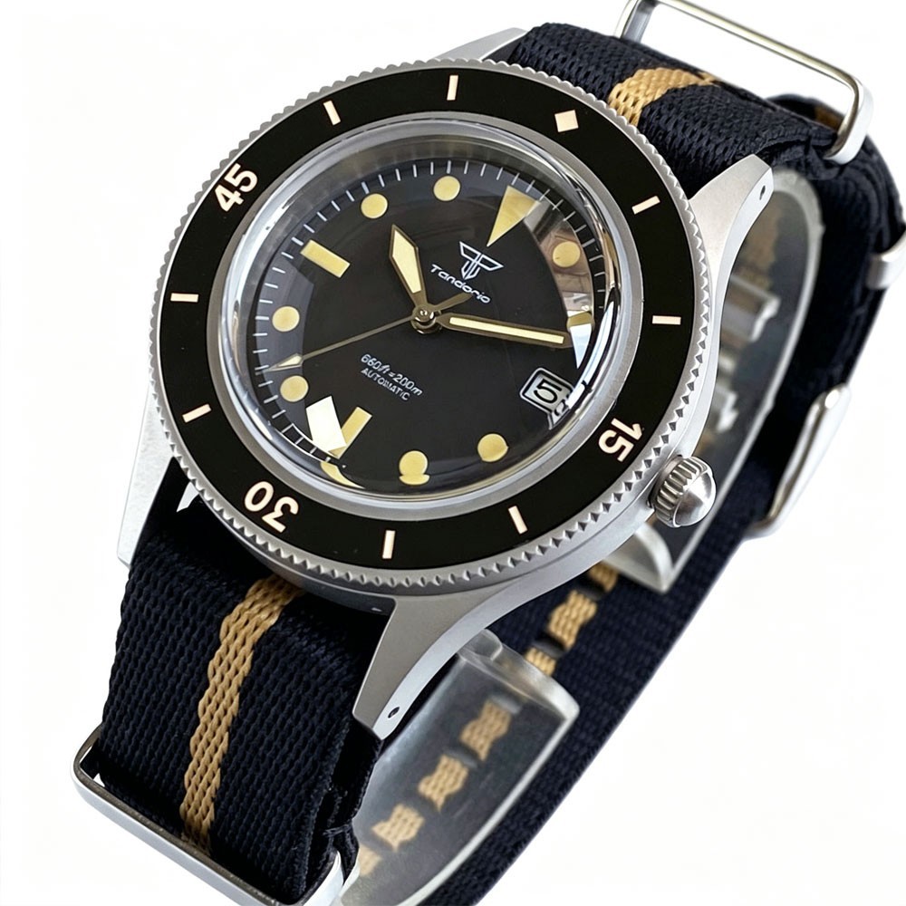 Tandorio 40mm Sapphire Black Dial Ceramic Bezel 20ATM Auto Japan NH35 Men Watch