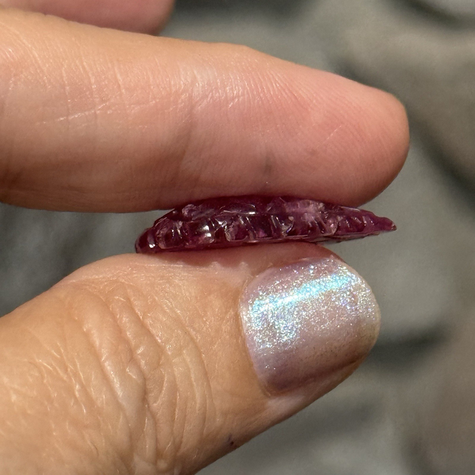 11.45ct 23.8c15.2×4.5mm Carved Rubelite Pink Tourmaline Flat Back Cabochon Gem