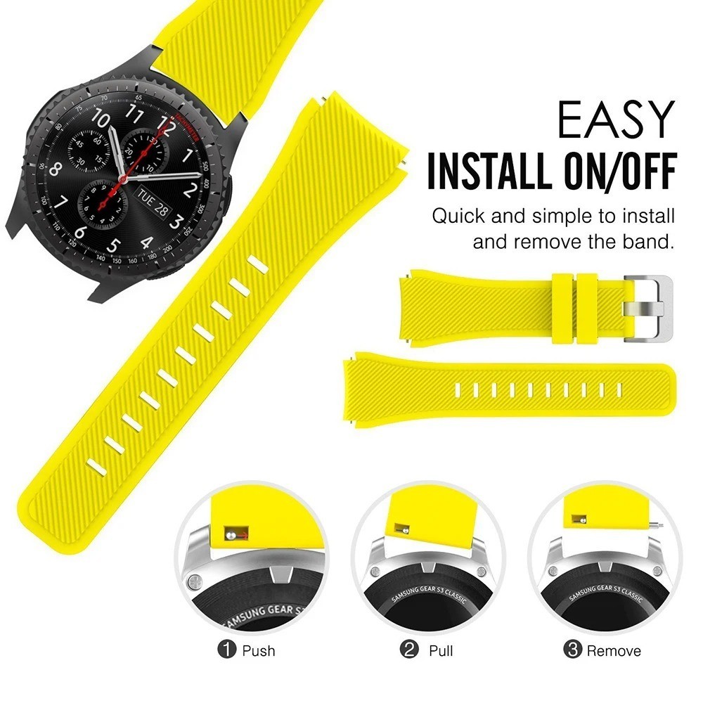 22mm Silicone Sport Strap For Samsung Galaxy Watch 3 45mm/46mm Watch Band