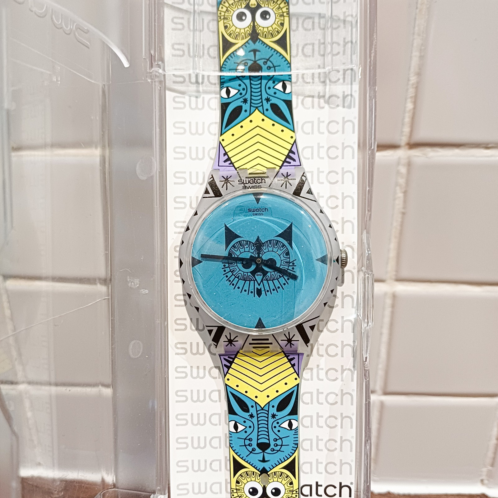 Swatch Wild Totem SUOZ191 Owl Dial Swiss Watch New Renata Battery Box & Papers