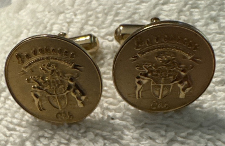 1 ad set,Inverness Country club Toledo Ohio Cuff Links Gold Tone golf course vtg