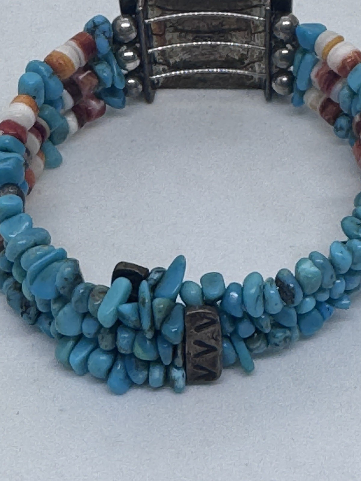 Pollack 925 Sterling Silver Turquoise Spiny Oyster Expandable Bracelet Signed