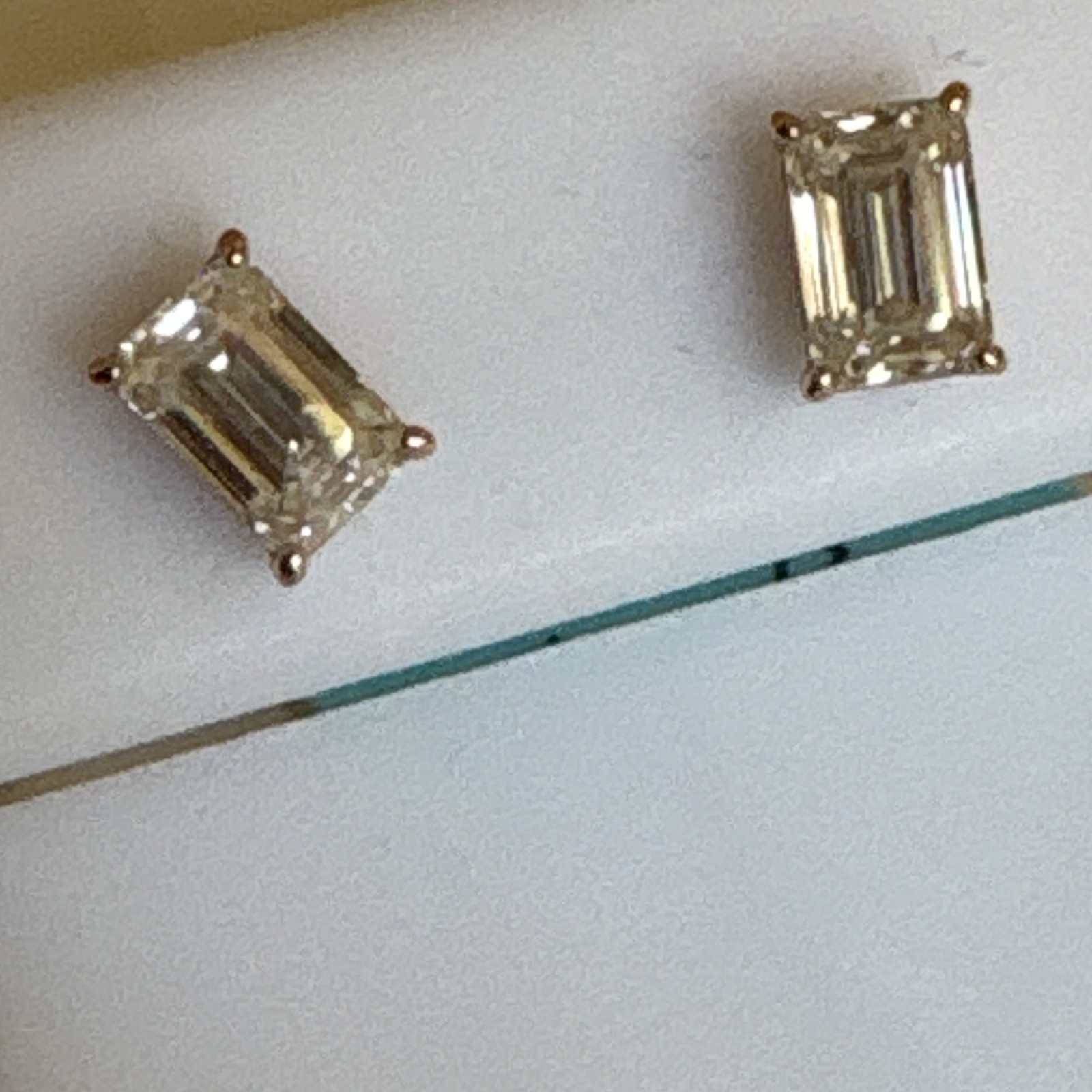 925 Sterling Silver Rose Gold Tone Emerald Moissanite Stud Earrings 1.60 CTW IGI