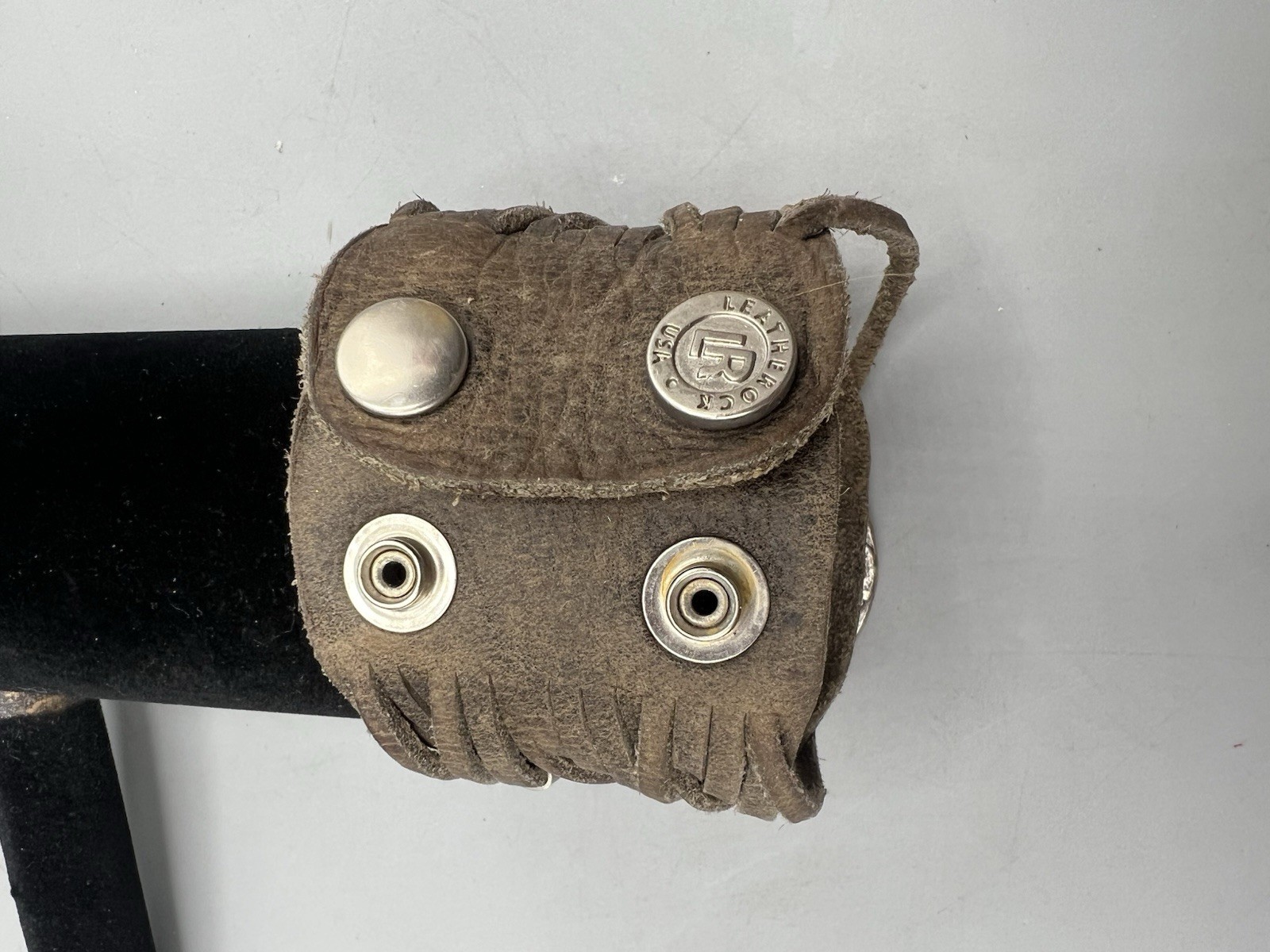 Leather Rock Brown Leather Bracelet Cuff Wrap Paua Shell New Zealand Boho Wester