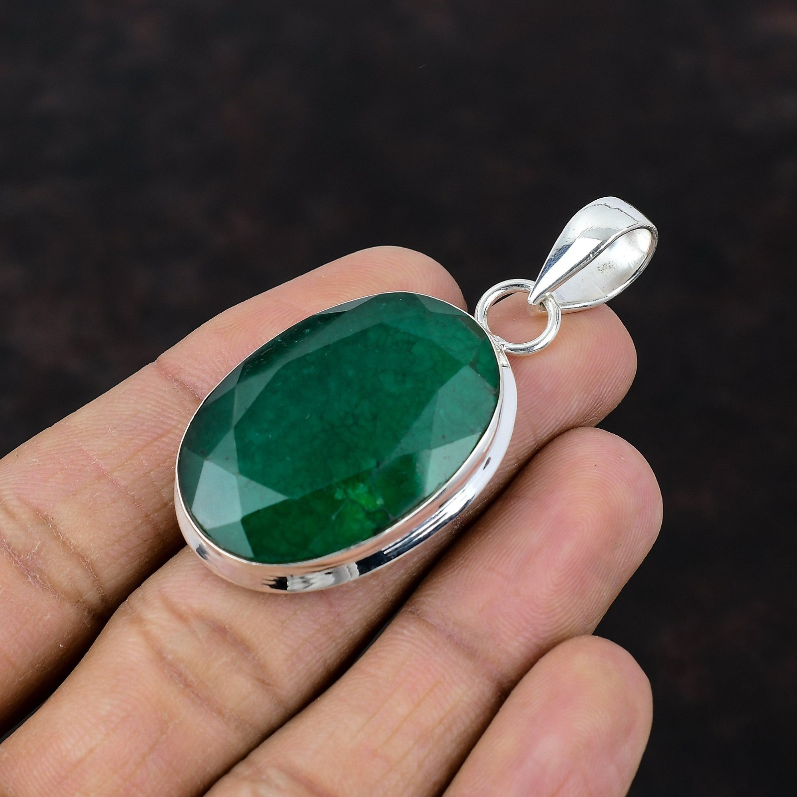 New Year Sale Natural Zambian Emrald Sterling Silver Daughter Pendant Jewelry