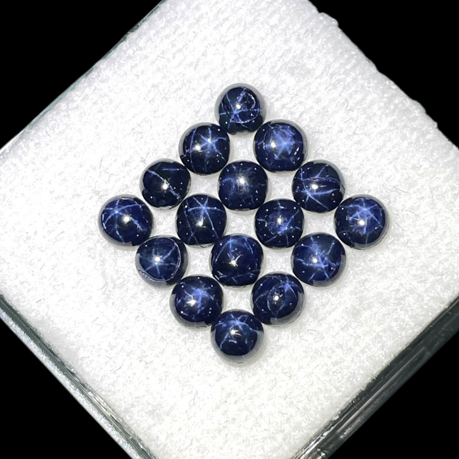 16 Pcs Natural Star Blue Sapphire 4mm Round Loose Cabochon Gemstones Lot