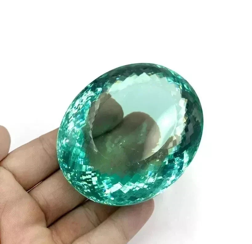 200 Carat Flawless Bluish Green Grandidierite Oval Cut Certified Loose Gemstone