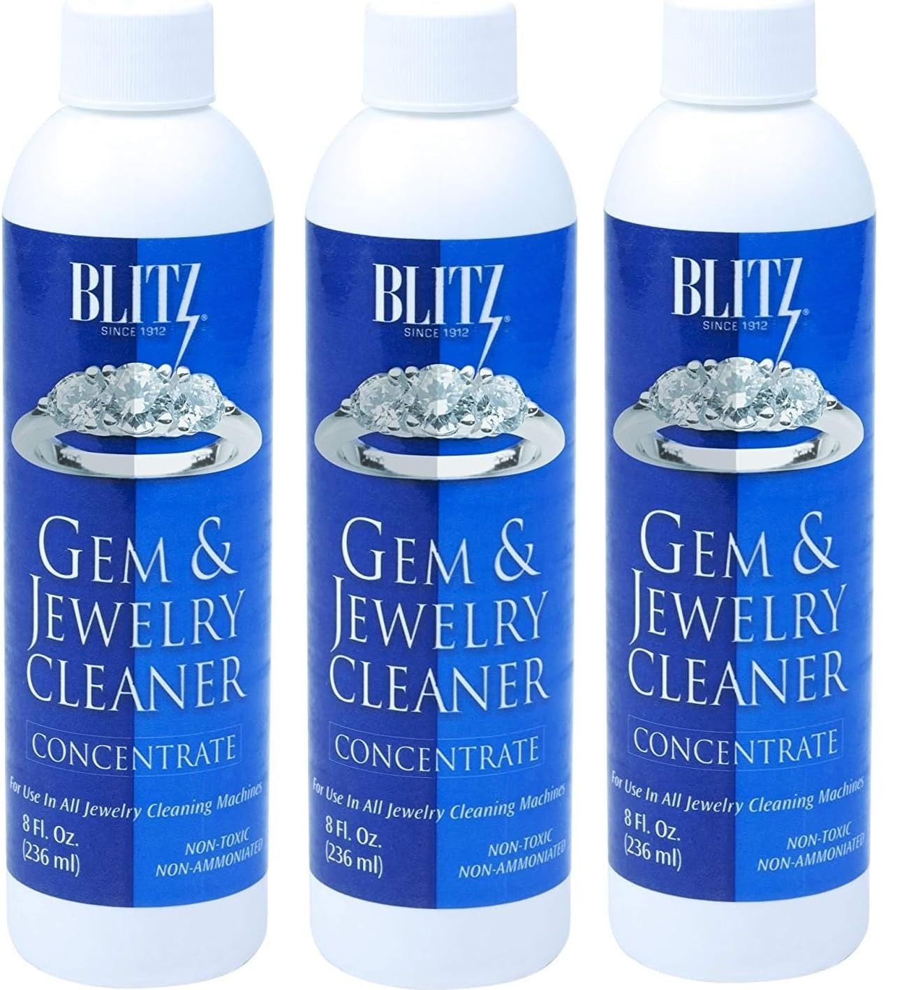 Jewelry Cleaner Liquid Concentrate for Gold, Silver, Platinum & Stones – 8oz Non