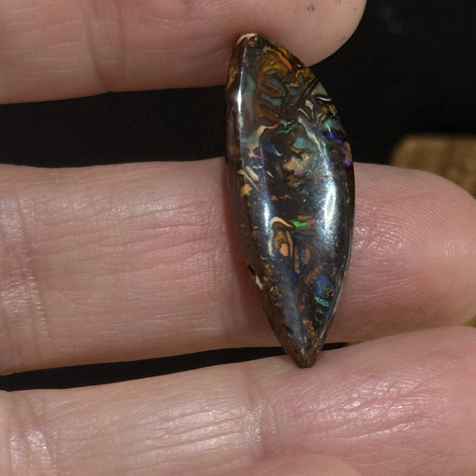 11ct 29×11.4×3.85mm Colorful Australian Koroit Boulder Opal Cabochon Gem