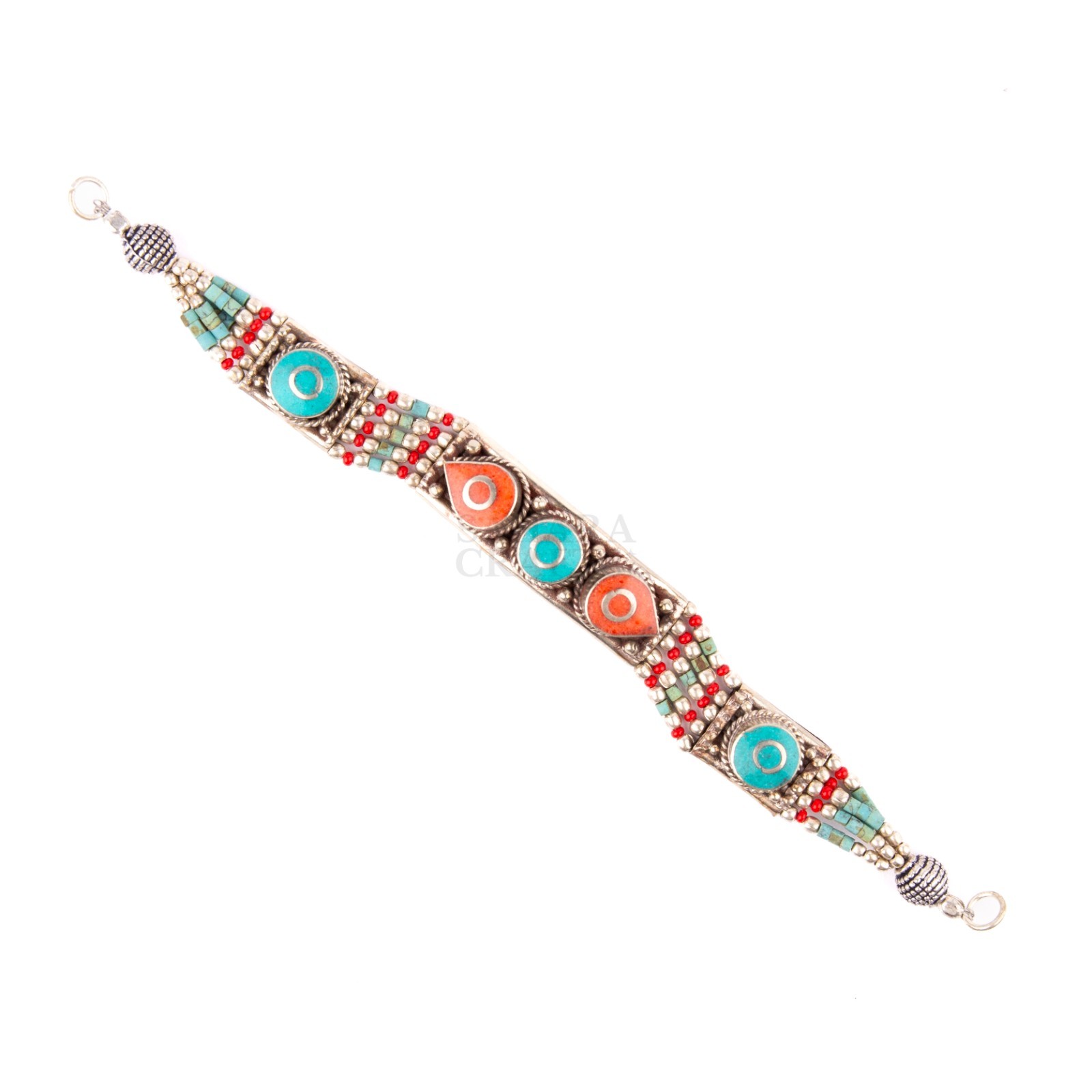 Tibetan Bracelet Red Coral Turquoise, Nepali Jewelry, Artisan Ethnic Bracelet