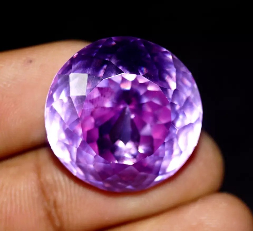 92.57 Ct Natural Certified Cambodian Purple Zircon Round Cut Loose Gemstone