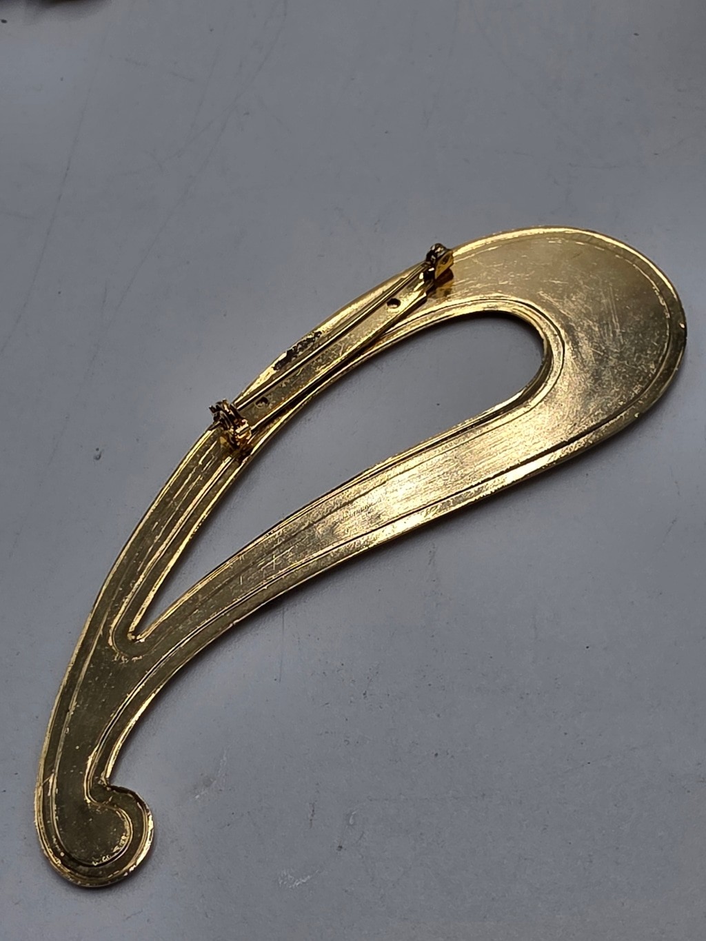 Vintage Abstract Enamel Brooch – Gold Tone Blue, Purple & Teal Art Nouveau Style