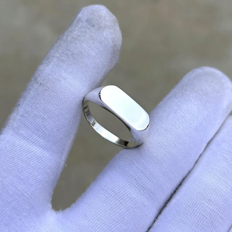 Classic Men’s Plain 925 Sterling Silver Ring, Minimalist Smooth Band Biker Ring