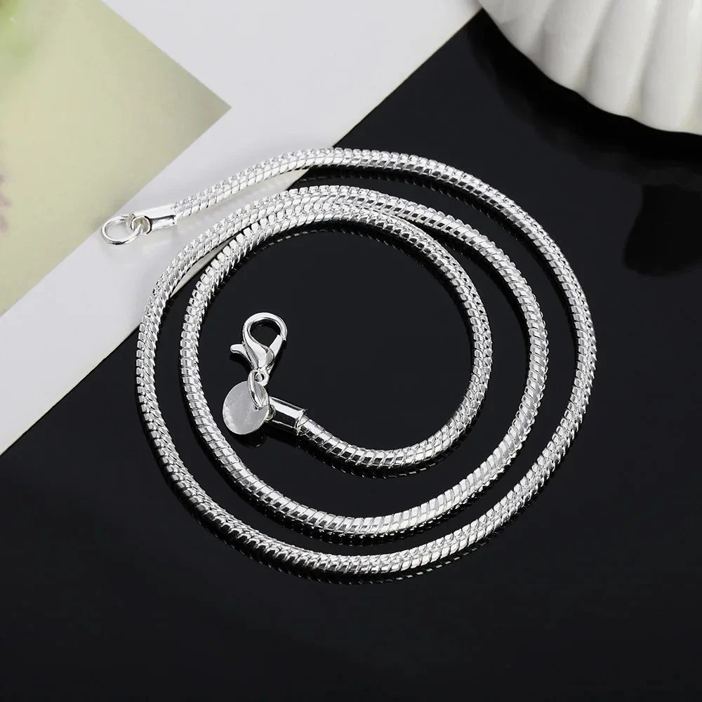 Men&Women’s 925 Sterling Silver Snake Chain Necklace 16-24*