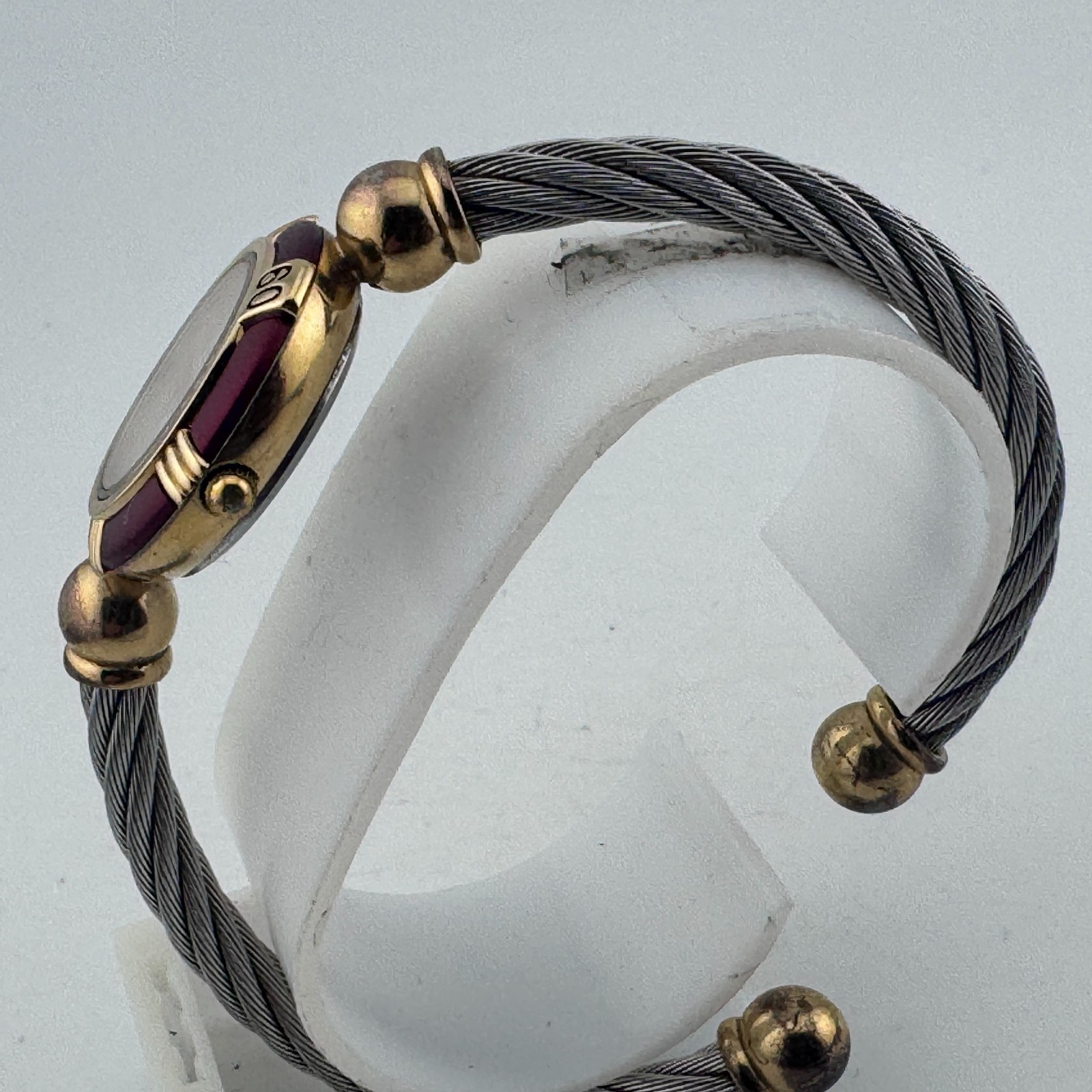 VTG Helbros Quartz Watch Women Removable Bezel Wire Cuff Bracelet New Battery