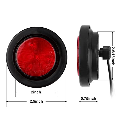 Partswcgg 2″ Inch Round Led Trailer Marker Lights 4 LED, 10 Red + 10 Amber 2″