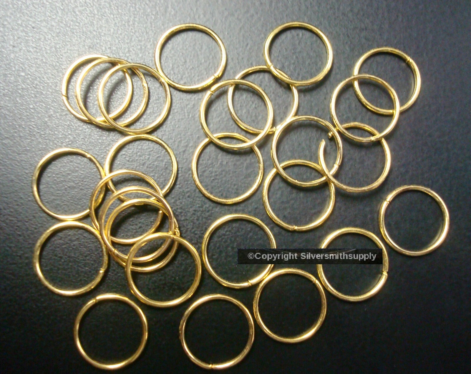25 Giant open jump rings GOLD plated 12mmx1mm 18ga attach charms FPJ101