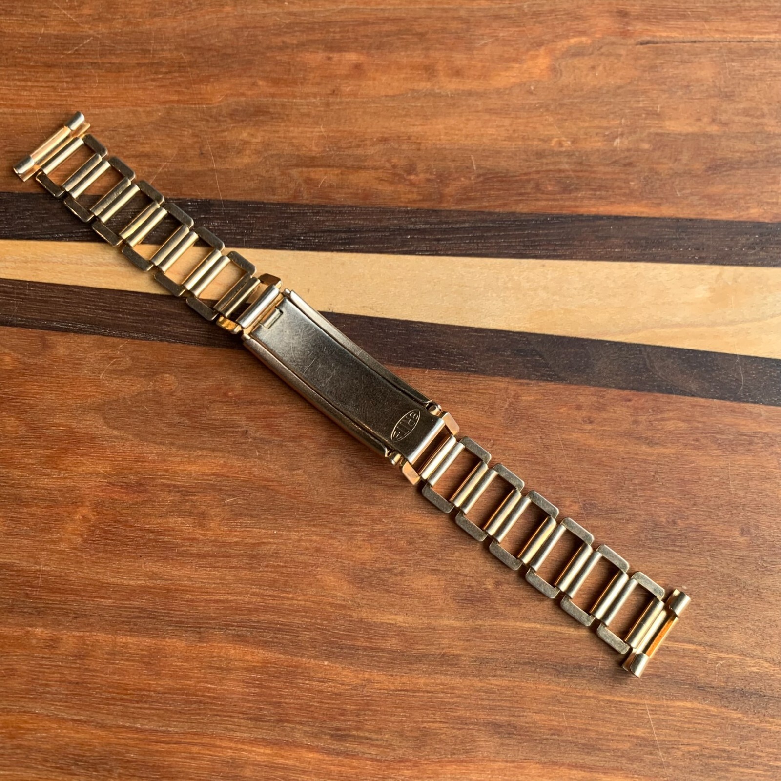 Vintage NOS Brite 16mm Gold Filled Ladder Style Sliding Clasp Bracelet