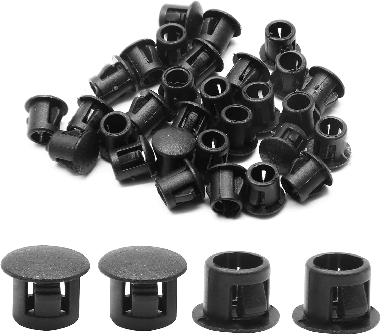 Versatile 10mm Snap-In Black Hole Plugs – 30PCS for Indoor & Outdoor Use