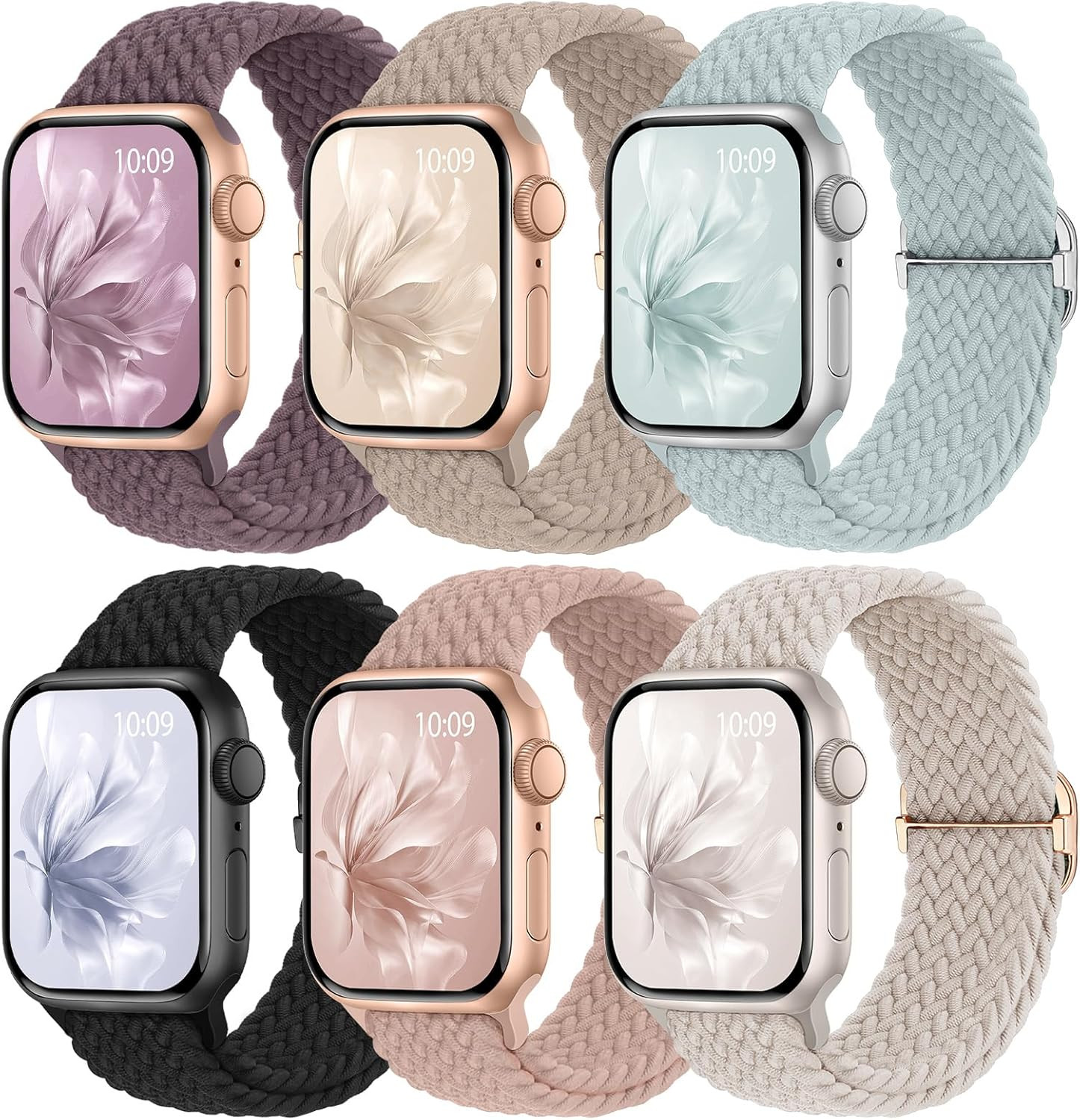 6 Pack Braided Stretchy Bands Compatible with Apple Watch 38Mm-49Mm Women Men