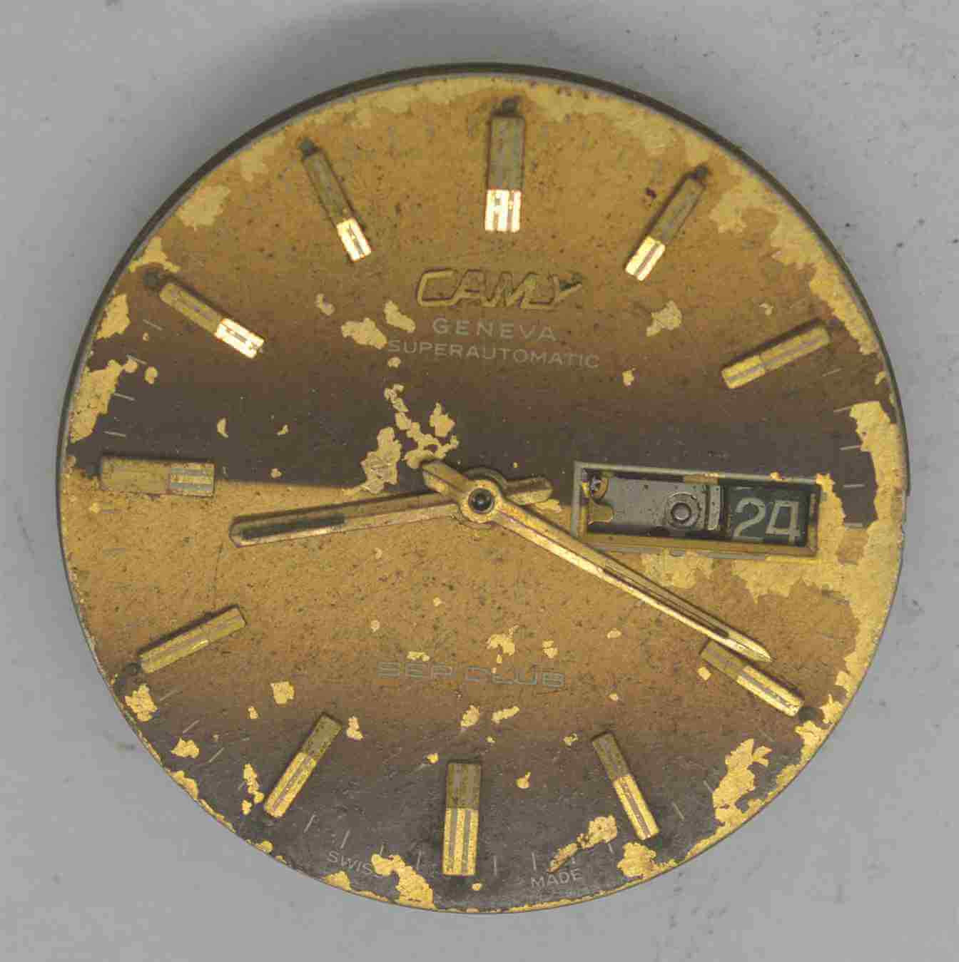 VTG CAMY SEA CLUB Movement & Dial. ETA 2879. For Parts