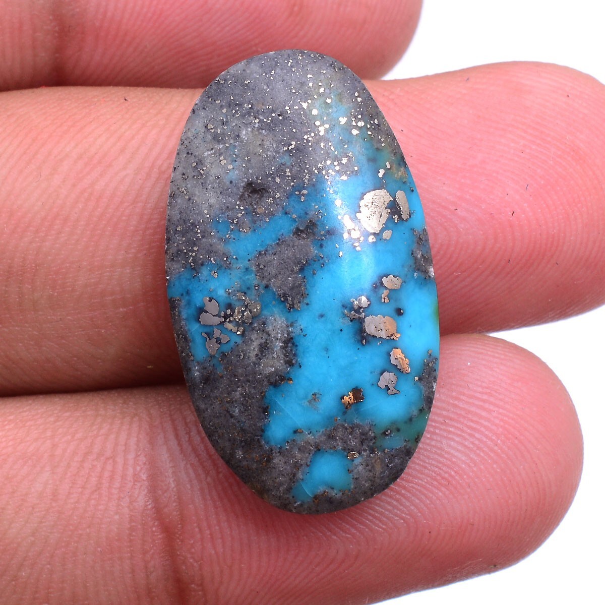 28.00 Cts Natural Persian Turquoise 27mm*15mm Untreated Oval Cabochon Gemstone
