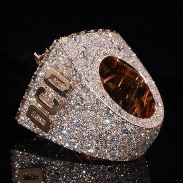 5TCW Round Cut Lab Created Diamond Custom Pinky Men’s Ring 14k Rose Gold Plated