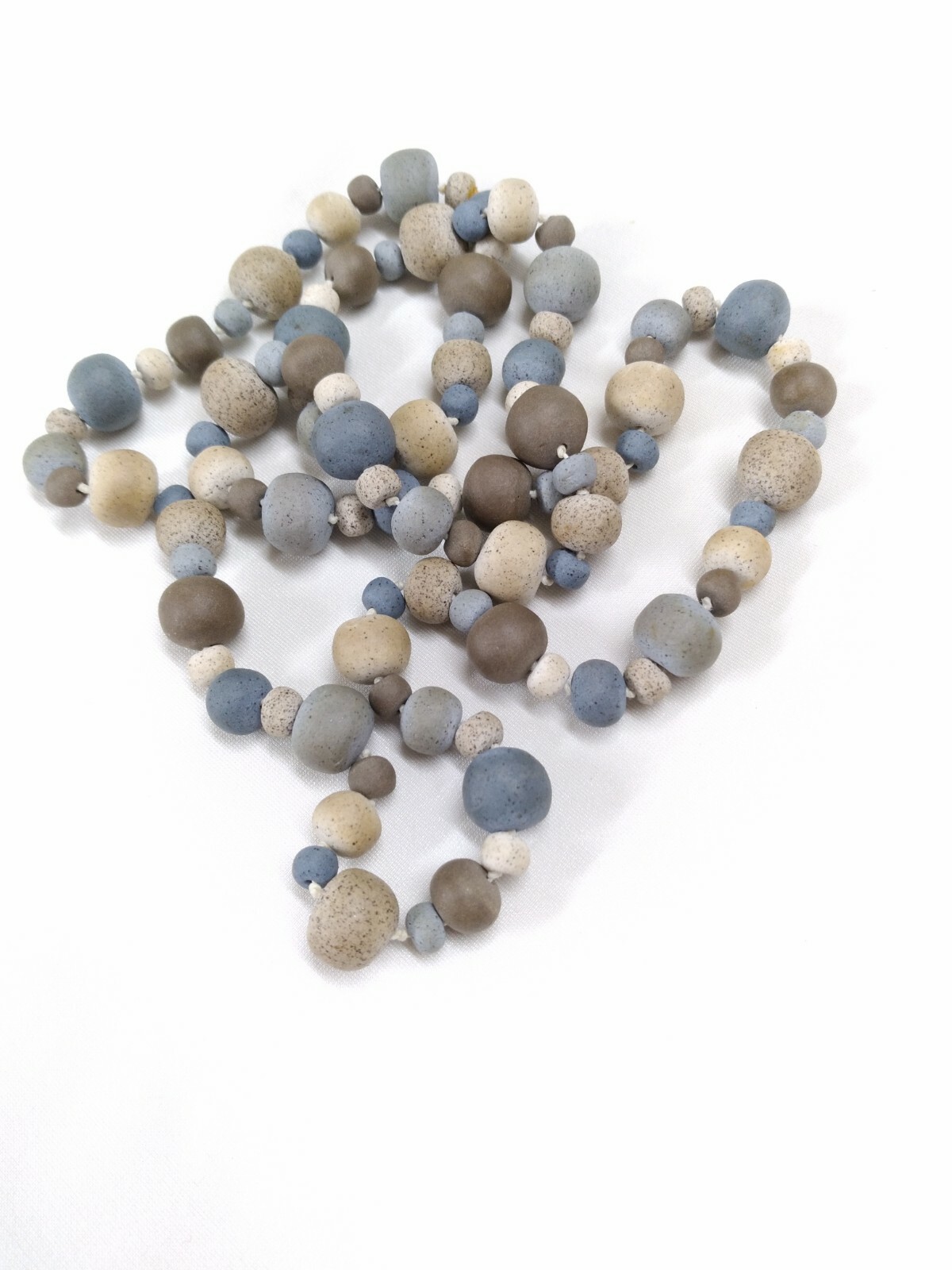 Ceramic brown & blue Beaded Necklace & Earings Artisan hand Crafted In USA