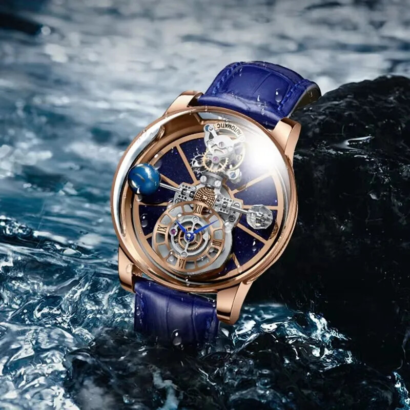 PINDU Design P5015 Men Watches Celestial Tourbillion Astronomi 5ATM Leather