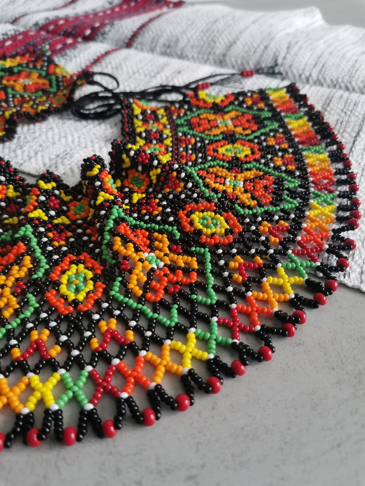 Traditional ukrainian wide beaded necklace collar Seed bead ethnic sylyanka