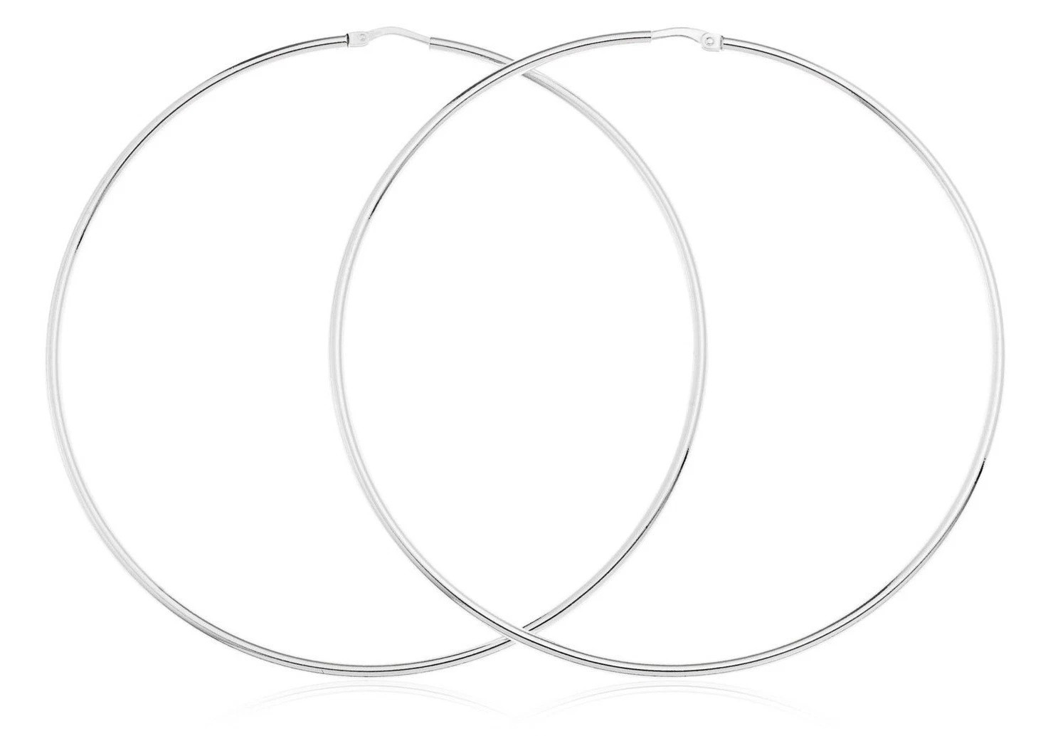 2.75″ Large Real 925 Sterling Silver Hoop Earrings pair Girls Big, Thin, Trendy